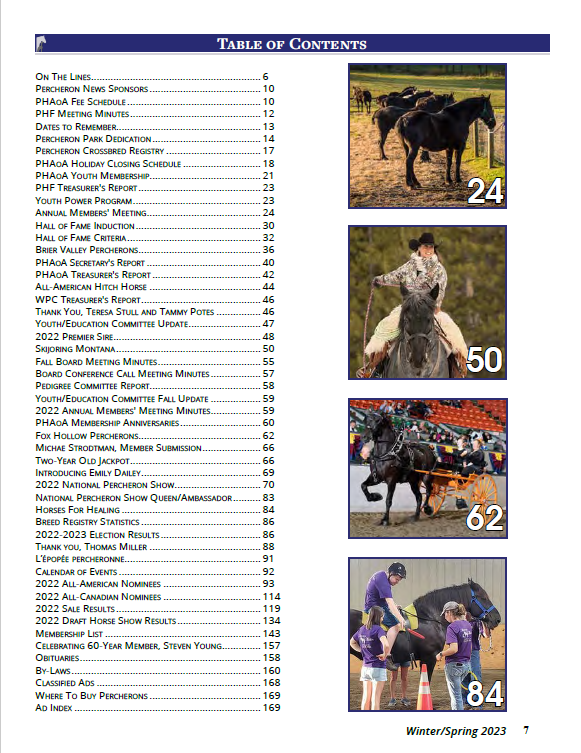 TOC 2023 Winter/Spring Percheron News